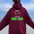 Mamma Di Gemelli Mamma Mamma Batteriauota Genitori Regalo Felpa con cappuccio oversize da donna con stampa posteriore Maroon