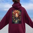Medusa Goddess Myth Gorgon Greek Mythology Women Women Oversized Hoodie Back Print Maroon