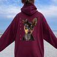 Miniatura Pinscher Camicia Cane Mamma Papà Amore Cucciolo Animale Domestico Felpa con cappuccio oversize da donna con stampa posteriore Maroon