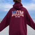 Mom Dad Us Flag 4Th Of July Wedding Couples Matching Women Oversized Hoodie Back Print Maroon