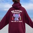 Mon Elephant M'appelle Animal Savane Homme Cadeau Women Oversized Hoodie Back Print Maroon