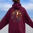 Mona Lisa Donne Arte Geometrica Grafica Motivo Monna Lisa Felpa con cappuccio oversize da donna con stampa posteriore Maroon