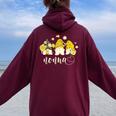 Nonna Italiana Nonna Donne Carino Gnomi Con Api Girasole Felpa con cappuccio oversize da donna con stampa posteriore Maroon