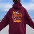 One Thankful Grandma Autumn Fall Thanksgiving Pumpkin Women Oversized Hoodie Back Print Maroon