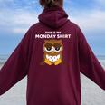 Owl Party Weekend Monday Tired Bad Mood Women Oversized Hoodie Back Print Maroon