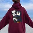 Panda Con Pinguino Ama Dolci Simpatici Animali Felpa con cappuccio oversize da donna con stampa posteriore Maroon