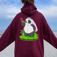 Panda Sposa Fiore Matrimonio Felpa con cappuccio oversize da donna con stampa posteriore Maroon