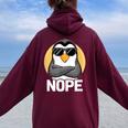 Penguin Nope Bambini Ragazza Ragazzo Donne Felpa con cappuccio oversize da donna con stampa posteriore Maroon