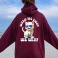 Quand Nous Nous Battons Nous Gagnons Kamala Harris Cat Lady Boho Women Sweat à capuche oversize pour femme avec imprimé dans le dos Maroon
