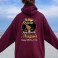 A Queen Was Born In August Birthday For Afro Girls Women Oversized Hoodie Back Print Maroon