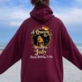 A Queen Was Born In July Black Girl Birthday Afro Woman Women Oversized Hoodie Back Print Maroon