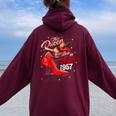 Questa Regina È Nata Nell'agosto 1957 Agosto Compleanno Donne Felpa con cappuccio oversize da donna con stampa posteriore Maroon