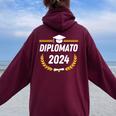 Ragazzo Diplomato Maturando Esame Di Maturità 2024 Diploma Felpa con cappuccio oversize da donna con stampa posteriore Maroon