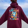 Ready To Crush 1St Grade Back To School 1St Grade Cat Kitten Felpa con cappuccio oversize da donna con stampa posteriore Maroon