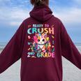 Ready To Crush 2Nd Grade Back To School 2Nd Grade Cat Kitten Felpa con cappuccio oversize da donna con stampa posteriore Maroon