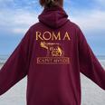 Roma Caput Mundi Antica Roma Felpa con cappuccio oversize da donna con stampa posteriore Maroon