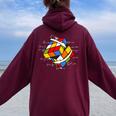 Rubik Cube Magic Cube Cube Rétro Rubiintage Nerd Sweat à capuche oversize pour femme avec imprimé dans le dos Maroon