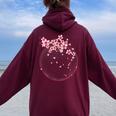 Sakura Impression D'art Japonais Fleurs De Cerisier Sweat à capuche oversize pour femme avec imprimé dans le dos Maroon