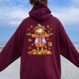 Scarecrow Autumn Fall Season Pumpkin Thanksgiving Halloween Women Oversized Hoodie Back Print Maroon