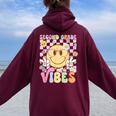 Second Grade Vibes 2Nd Grade Retro 1St Day Of School Women Oversized Hoodie Back Print Maroon