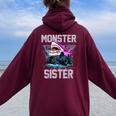 Shark Monster Truck Sister Monster Truck Are My Jam Truck Women Oversized Hoodie Back Print Maroon