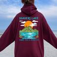 Shavers Lake Shark Free And Unsalted Nature Lover Women Oversized Hoodie Back Print Maroon
