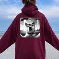 Shiba Inu Dog Dad Mom Graphic Selfie Ufos Weird Aliens Women Oversized Hoodie Back Print Maroon