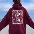 Skeleton Expectant Mother Tarot Card Pregnancy Announcement Women Oversized Hoodie Back Print Maroon
