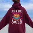 Solo Una Ragazza Che Ama Gufi Donne Ragazze Regalo Gufo Felpa con cappuccio oversize da donna con stampa posteriore Maroon