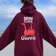 Spin Class Queen Spinning Class Fitness Exercise Cycle Felpa con cappuccio oversize da donna con stampa posteriore Maroon