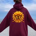 Sunflower Butterfly Floral Vintage Cool Graphic Women Oversized Hoodie Back Print Maroon