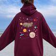 Tardigrade In Space Orso Acqua Microbiologia Muschio Maialino Felpa con cappuccio oversize da donna con stampa posteriore Maroon