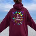 Tie Dye Be A Nice Human Inspirational Quote Be A Nice Human Sweat à capuche oversize pour femme avec imprimé dans le dos Maroon