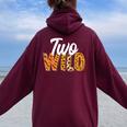 Two Wild 2Nd Birthday Family Zoo Animal Theme Baby Boy Girl Women Oversized Hoodie Back Print Maroon