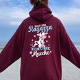Una Ragazza Che Ama Le Mucche Contadino Mucca Felpa con cappuccio oversize da donna con stampa posteriore Maroon