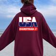 Usa Team Equestrian & American Sports Women Oversized Hoodie Back Print Maroon