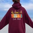 Vintage 1944 80Th Birthday Wildflower 80 Year Old For Women Women Oversized Hoodie Back Print Maroon