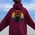 Waschbär Racoon Panda Peluche Felpa con cappuccio oversize da donna con stampa posteriore Maroon