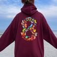 Wild Ottavo Compleanno Ragazzi Ragazze 8 Anni Animali Bambini Sette Felpa con cappuccio oversize da donna con stampa posteriore Maroon