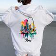 Acquerello St Louis Missouri Skyline Graphic Per Le Donne Felpa con cappuccio oversize da donna con stampa posteriore White