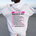 Addio Al Nubilato Checklist Gioco Ragazze Notte Fuori Sposa Divertimento Felpa con cappuccio oversize da donna con stampa posteriore White