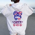 American Flag Cheer Girl 4Th July Usa Patriotic Cheerleader Women Oversized Hoodie Back Print White