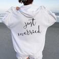 Appena Sposato Per La Sposa E Lo Sposo Matrimonio Luna Di Miele Appena Sposati Felpa con cappuccio oversize da donna con stampa posteriore White