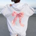 Baby Pink Bow Cute Coquette Preppy Clean Girl Women Women Oversized Hoodie Back Print White