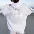 On Back Iv His Glory Need Prayer Tap My Shoulder Women Oversized Hoodie Back Print White