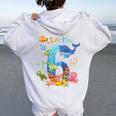 Bambino 6 Annoecchio Pesce Balena Oceano-Theme 6 ° Compleanno Ragazzo Ragazza Felpa con cappuccio oversize da donna con stampa posteriore White