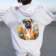 Carino Boxer Cane In Botanico Giardino Fiore Cucciolo Mamma Felpa con cappuccio oversize da donna con stampa posteriore White