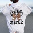 Coquette Bow American Football Sister Game Day Thanksgiving Women Oversized Hoodie Back Print White