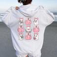 Cute Ghost Florals Pink Coquette Bows Pumpkin Halloween Girl Women Oversized Hoodie Back Print White