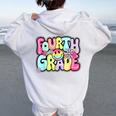 Fourth Grade Groovy Happy First Day Of School Bright Dots Women Oversized Hoodie Back Print White